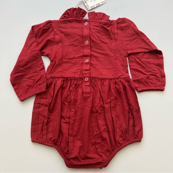 NWT Kate Quinn pear red bamboo long sleeve mini ruffle bubble size 12-18m - Picture 4 of 8